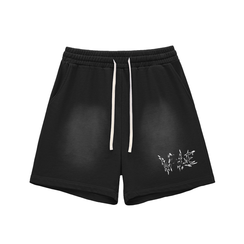 Sun Fade Raw Edge Cotton Shorts