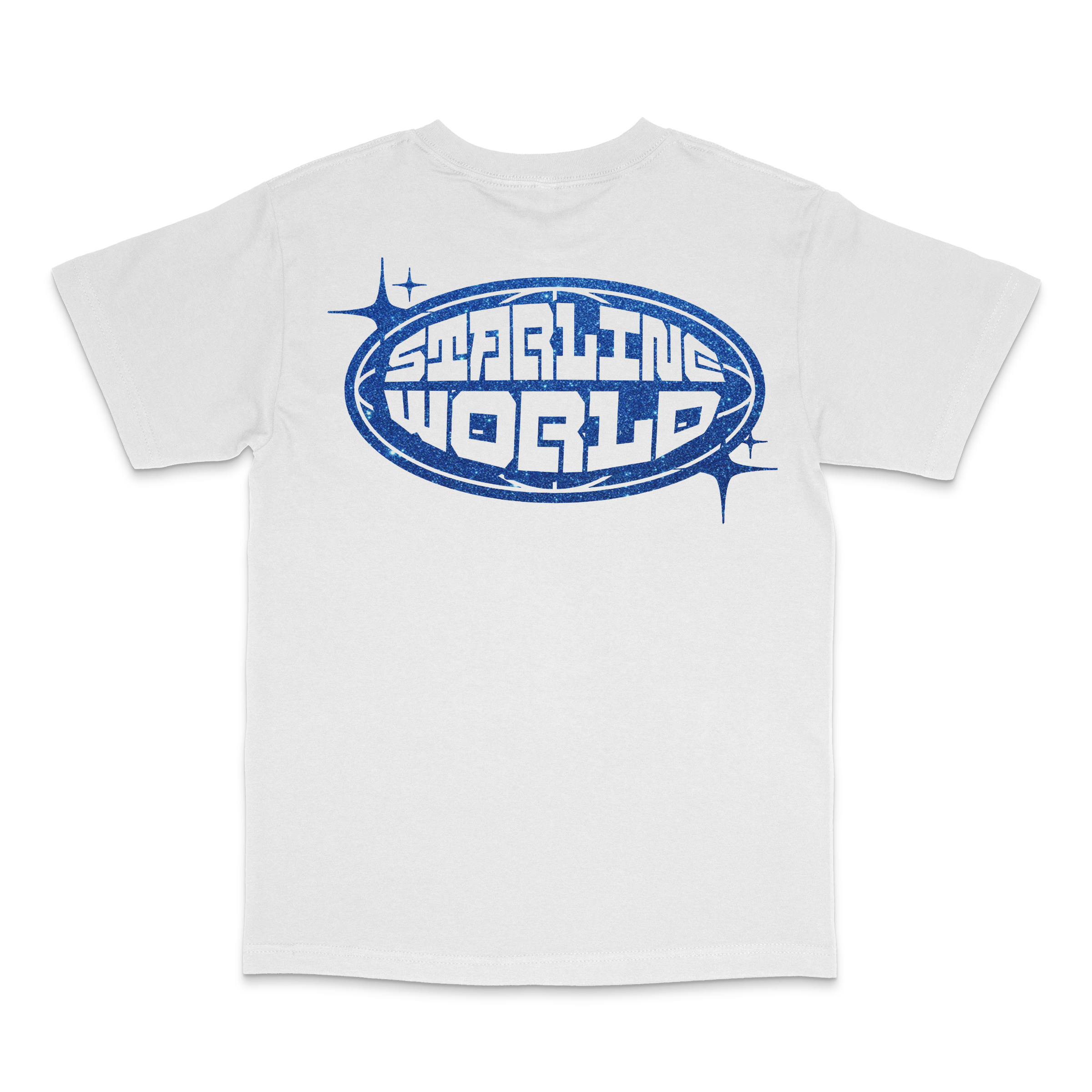 StarlineWorld (White-SPARKLY-Blue) Tee